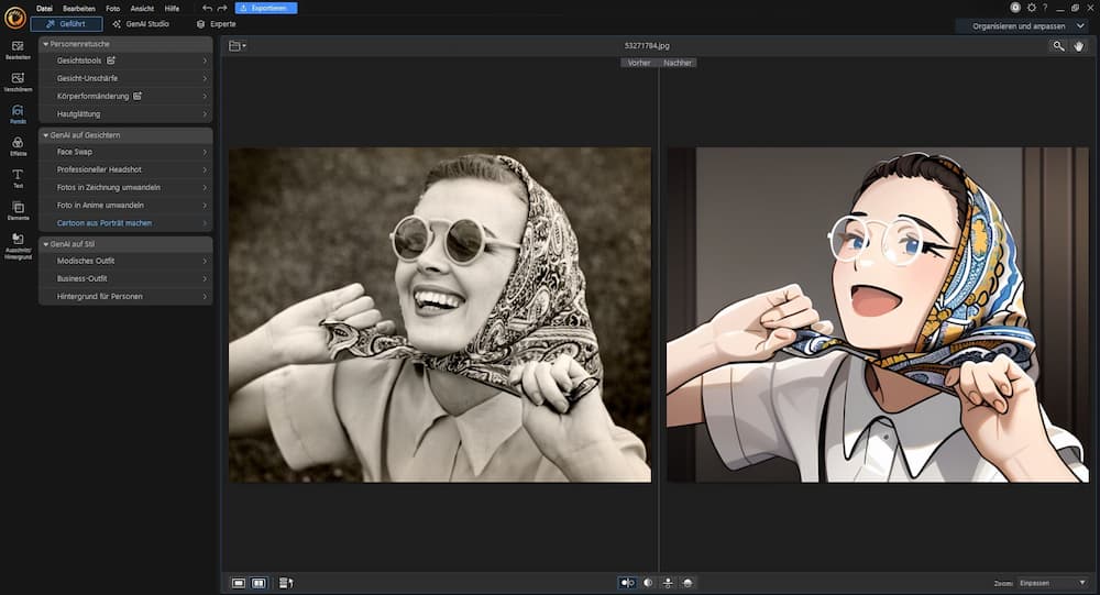 PhotoDirector PC - Vorher / Nachher